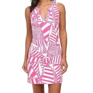 Lilly Pulitzer Estrada Shift Dress Pink and White Print size Small